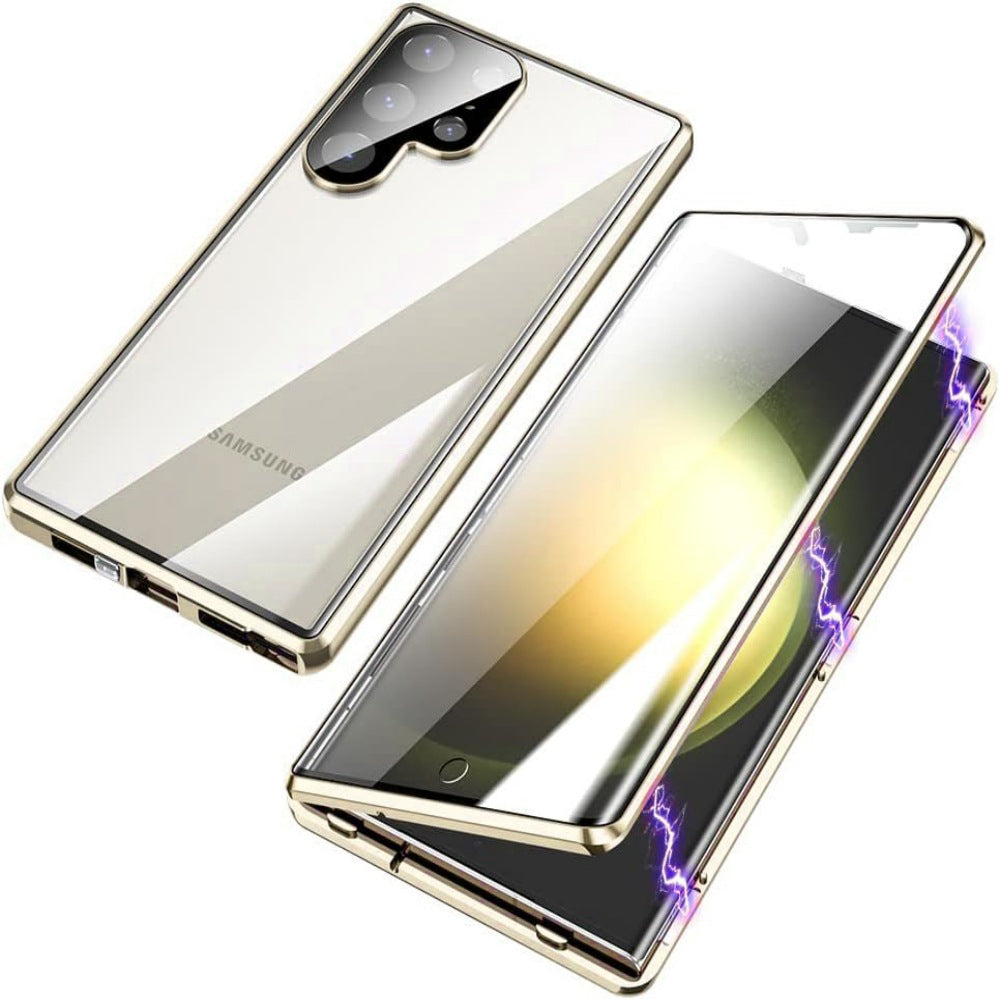 Magnétique King Case Téléphone métal brillant Magnetic HD Peep-proof Buckle miroir résistant à la chute