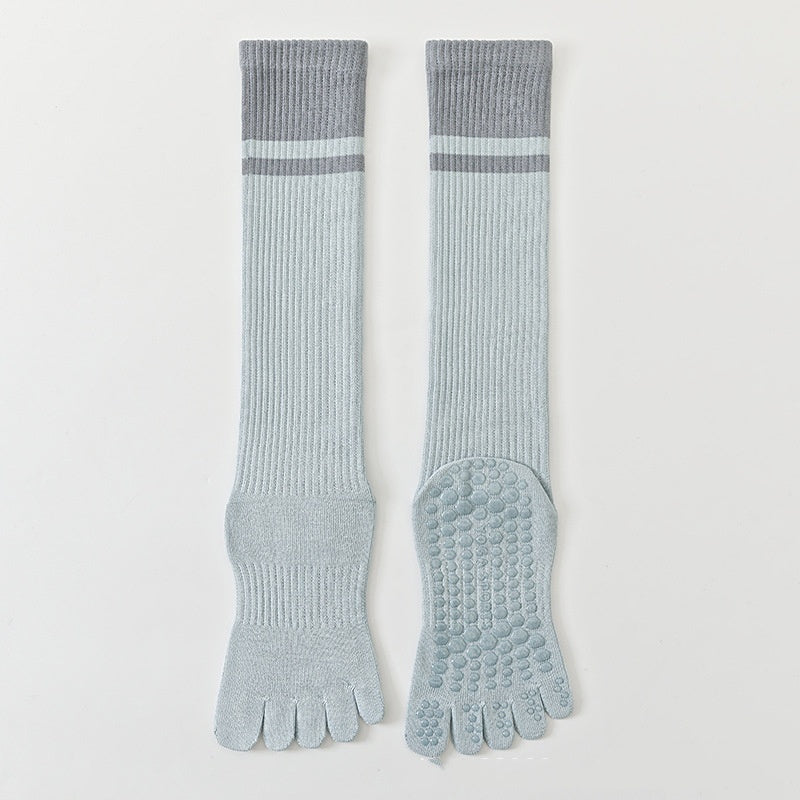 Chaussettes de yoga à cinq doigts à chevilles de couleur bloquées