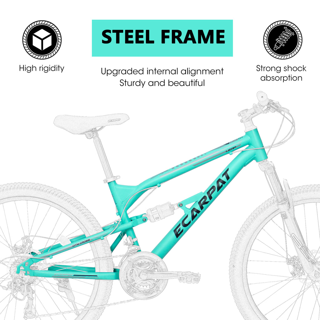 A26207 26 pouces Cadre en acier Shock Fork Plus Shock Absorber 21 vitesses Unisex Mountain Bike