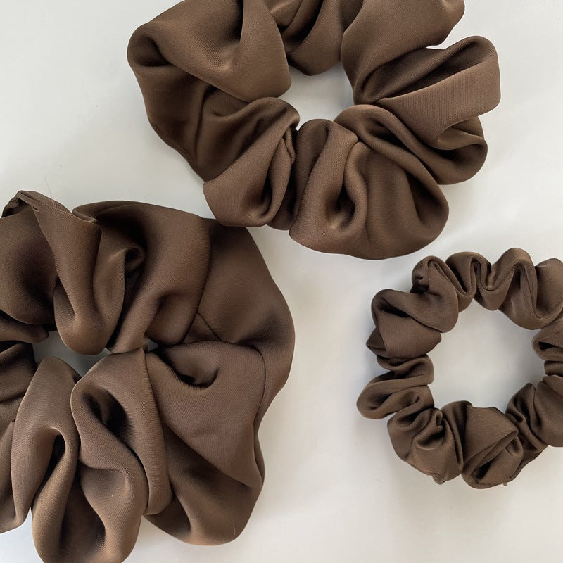 Crème Texture Silky Satin French Black Large Intestine Hair Ring