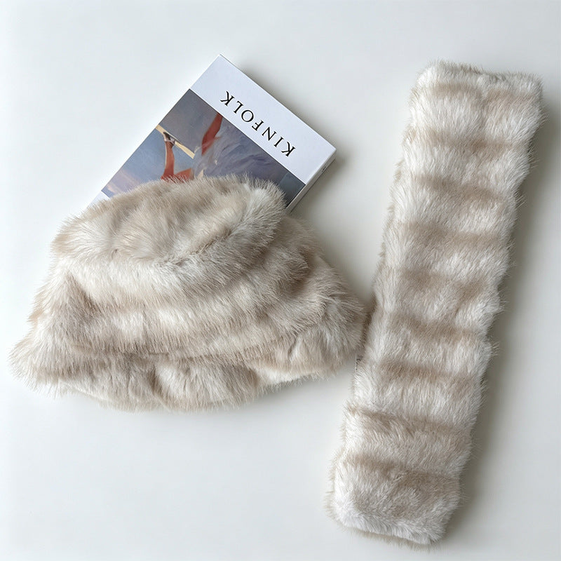 Chapeau chaud d'hiver et jeu d'écharpe - Fashionable et polyvalent peluche écharpe extérieure froide protéger