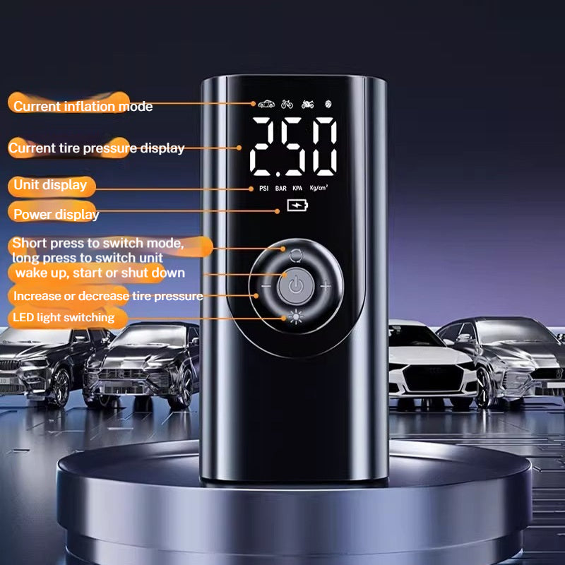 Pompe à air sans fil portable pour voiture avec surveillance de la pression des pneus