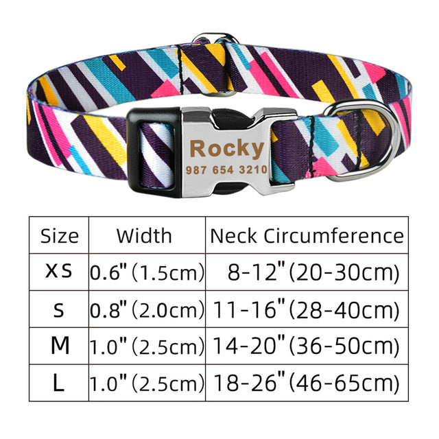 Collier de chien personnalisé en nylon réglable Free gravé Nom ID Tag