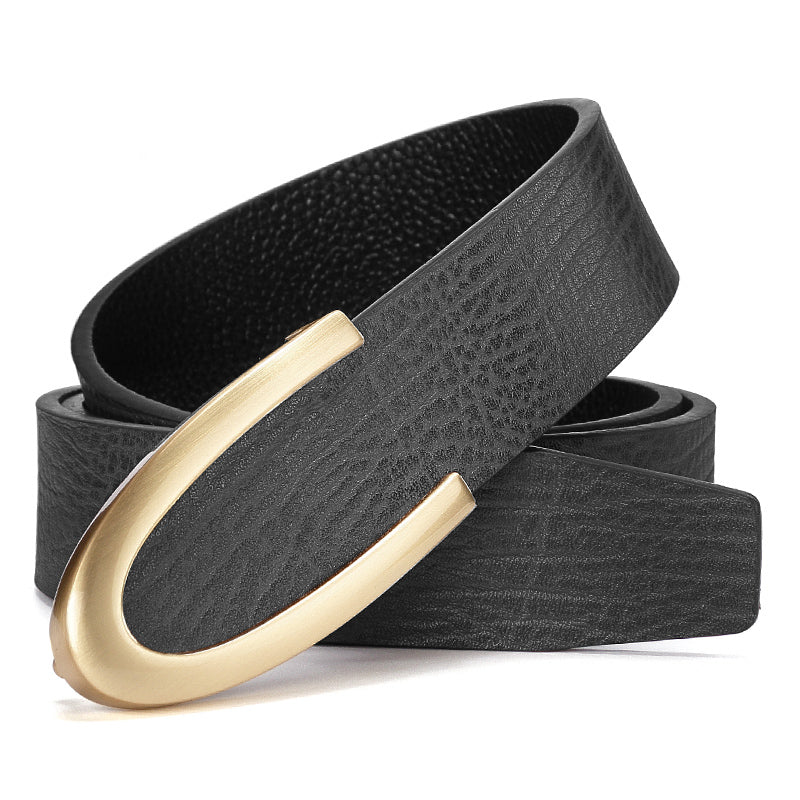 Ceinture en cuir lisse en cuir pour hommes