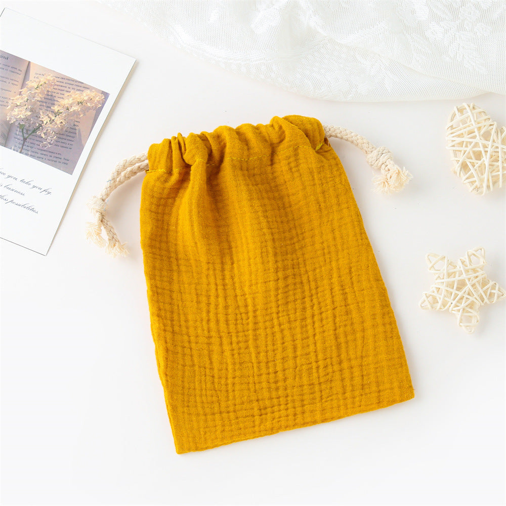 Double couche Drawstring Pocket Cotton Imprimé Crêpe Bib Sac de suspension