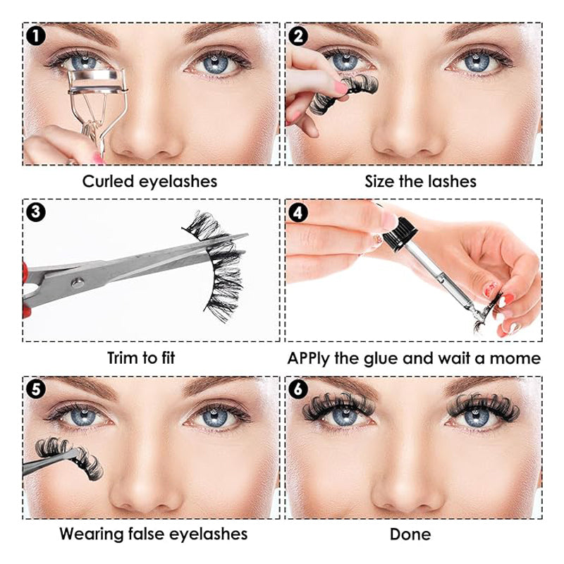 10 paires de faux cils Cils Cluster d'extension