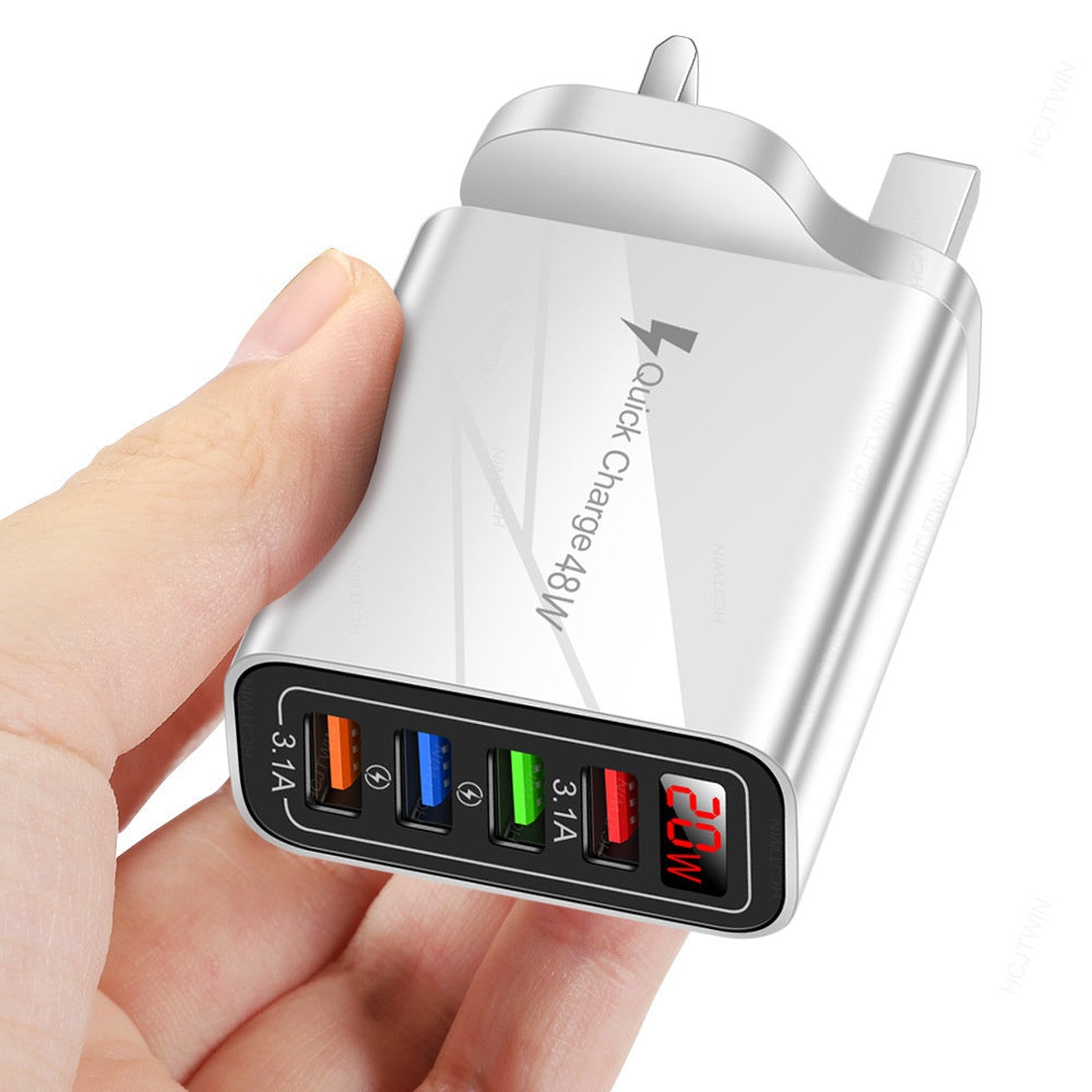 20W 4USB Affichage numérique Chargeur de téléphone mobile avec affichage