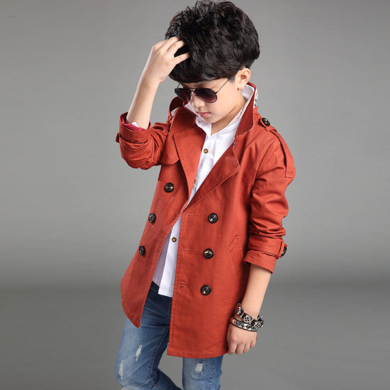 Mid-long Trend Casual Trench Coat pour garçons