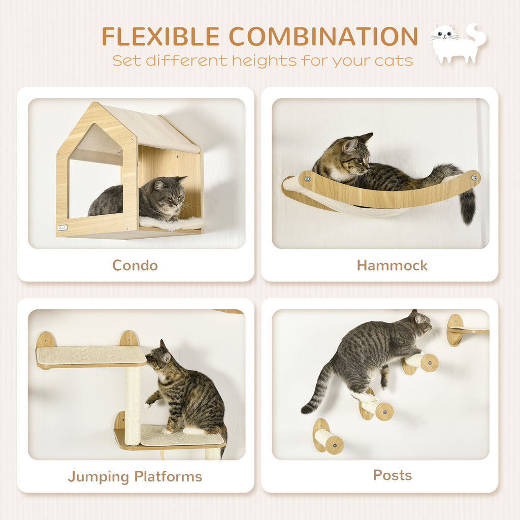 8PC Étagères murales pour chat Pet Table d'escalade murale avec Coussion Condo Scratching Po