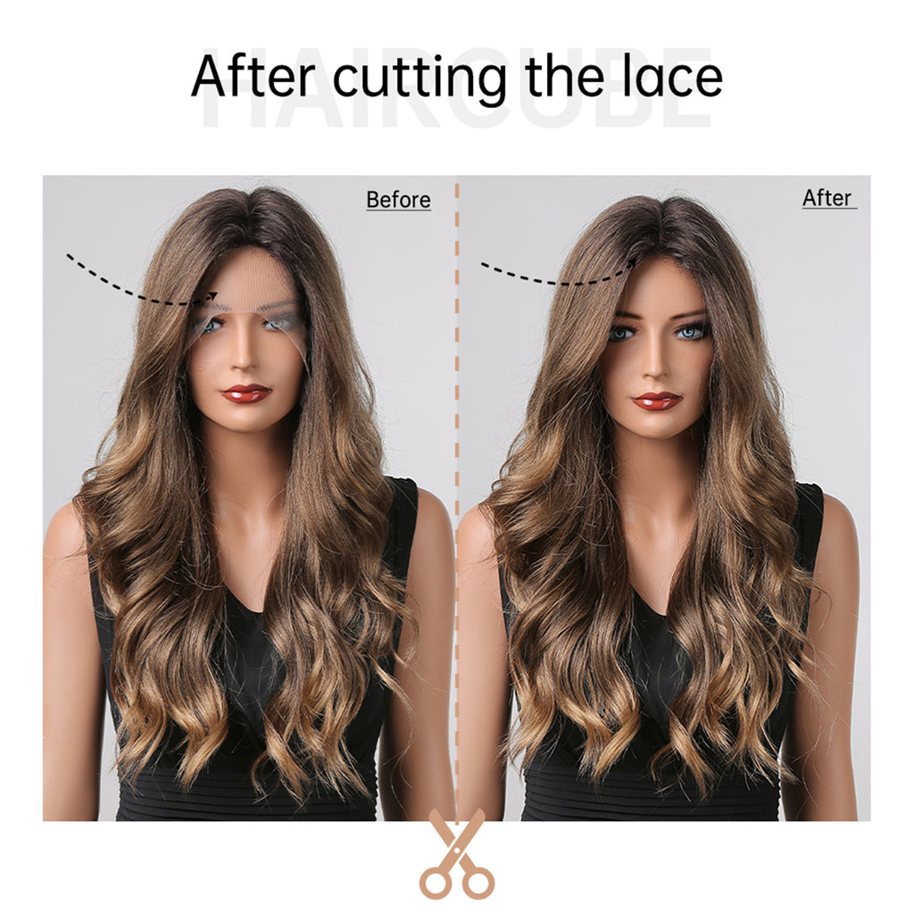 Brown Long Curly Hair Européen et American Wig