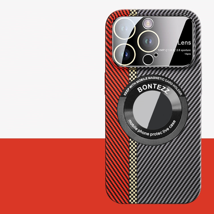 Magnétique fibre de carbone Grande fenêtre cas de téléphone gelé