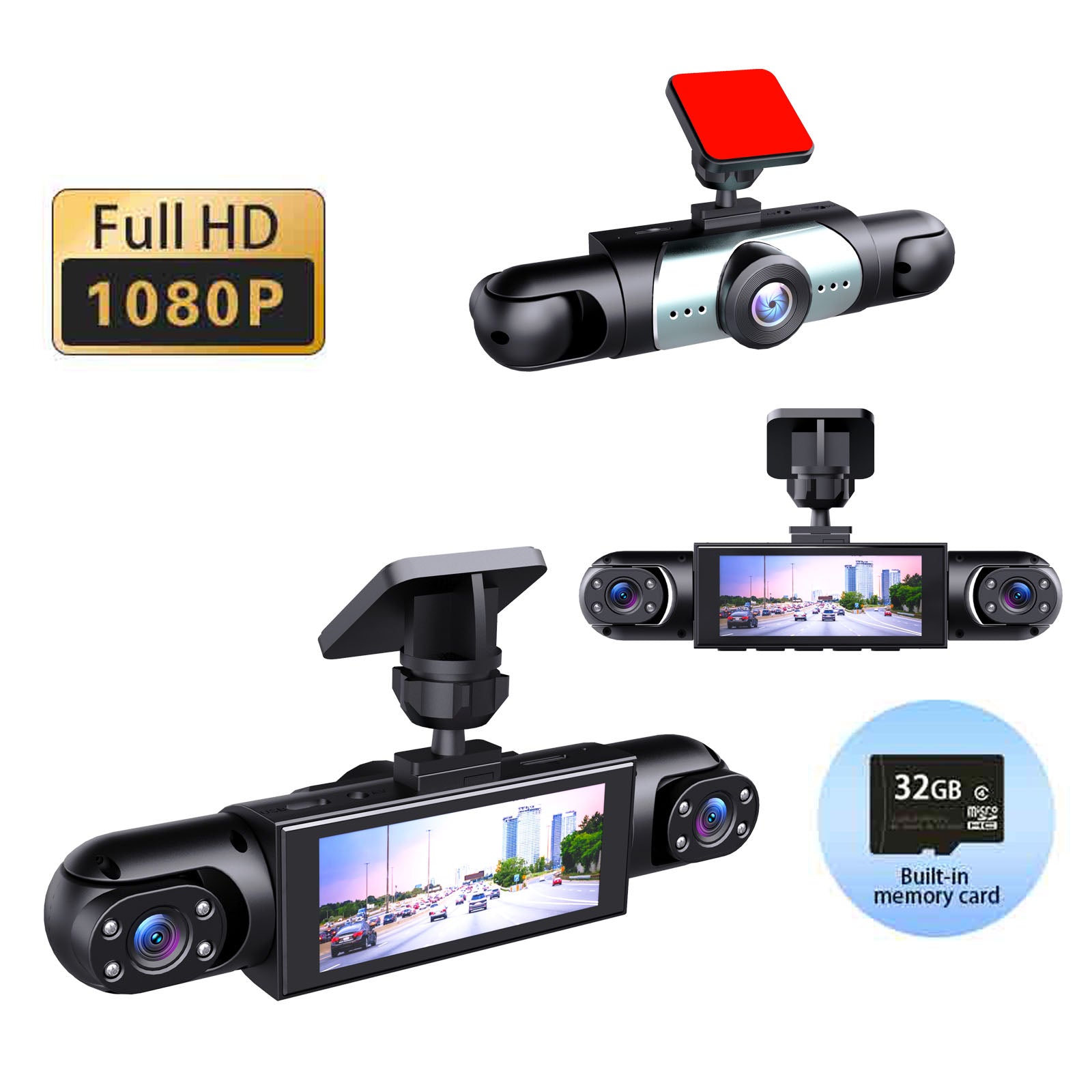 1080P enregistreur de conduite haute définition avec quatre objectifs