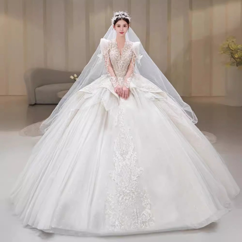Bride Main Yarn Long Sleeve Lourd Industrie Trailing French Retro Advanced