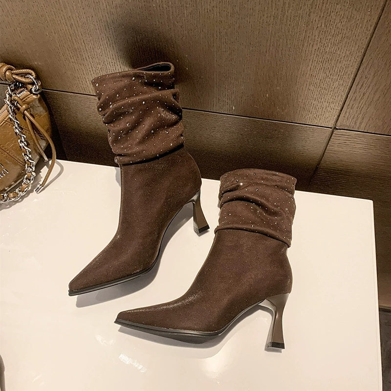 Bottes européennes de strass élégamment américaines