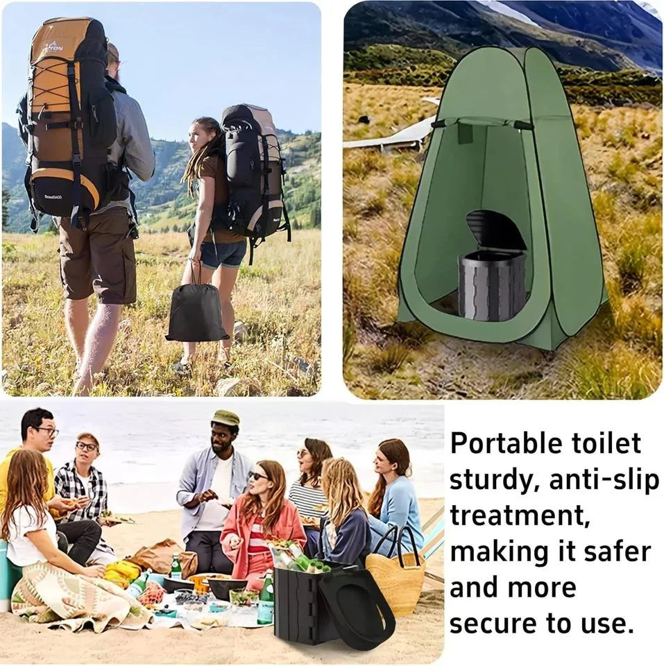 Portable pliable Camping Toilette Max Charger 150kg WC mobile avec 20 sacs de toilette