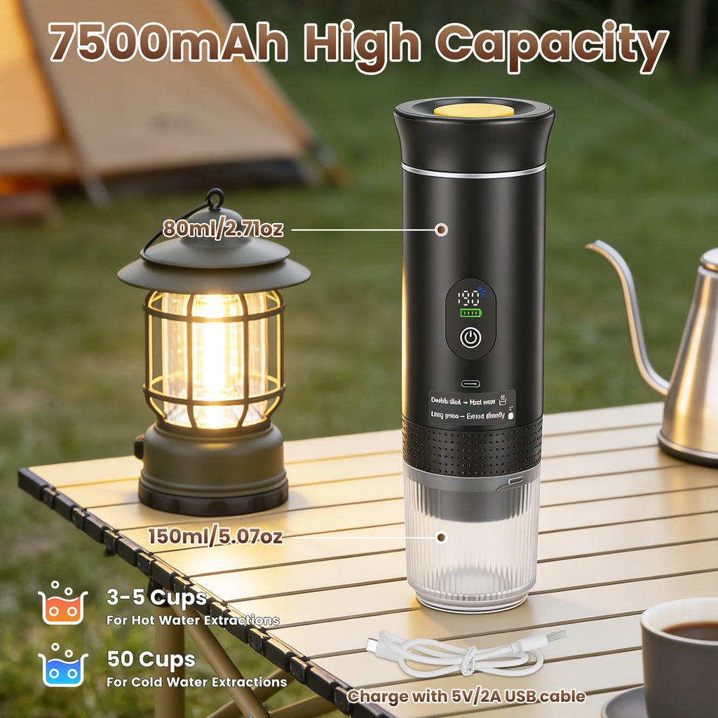 3 En 1 Portable Espresso Machine sans fil journée mère auto-chauffage Cafetière avec 7500mA