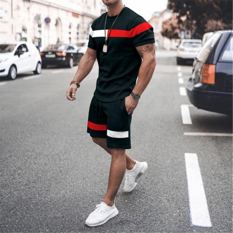 T-shirt casual homme Short deux-pièces imprimé Sportswear