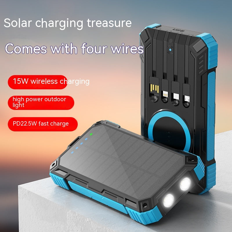 Livré avec une unité de recharge solaire à quatre fils