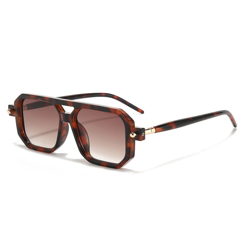 Lunettes de soleil à double pont Square-frame de style Street avec un Premium