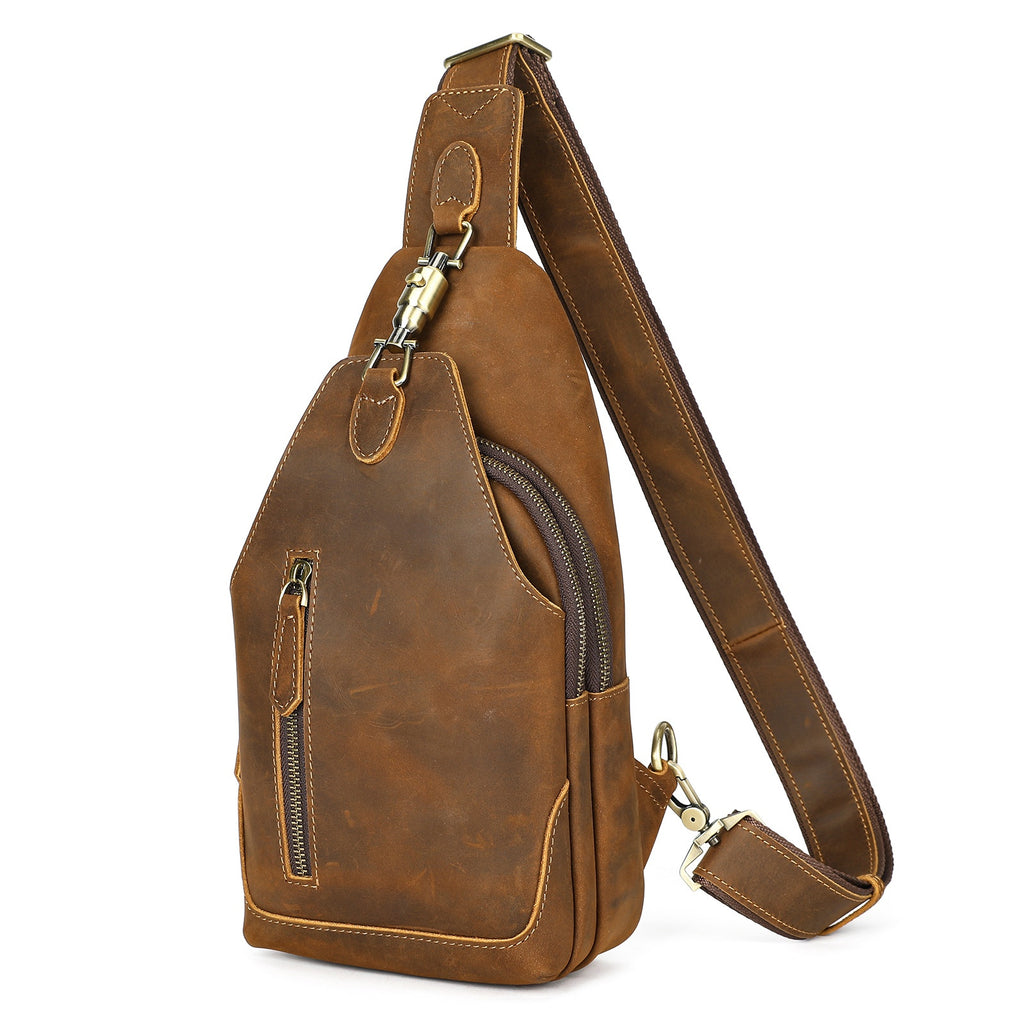 Ma Pi Mens Coffret sac en cuir véritable Vintage Lock-Clasp Avant Pack élégant Commuter devrait