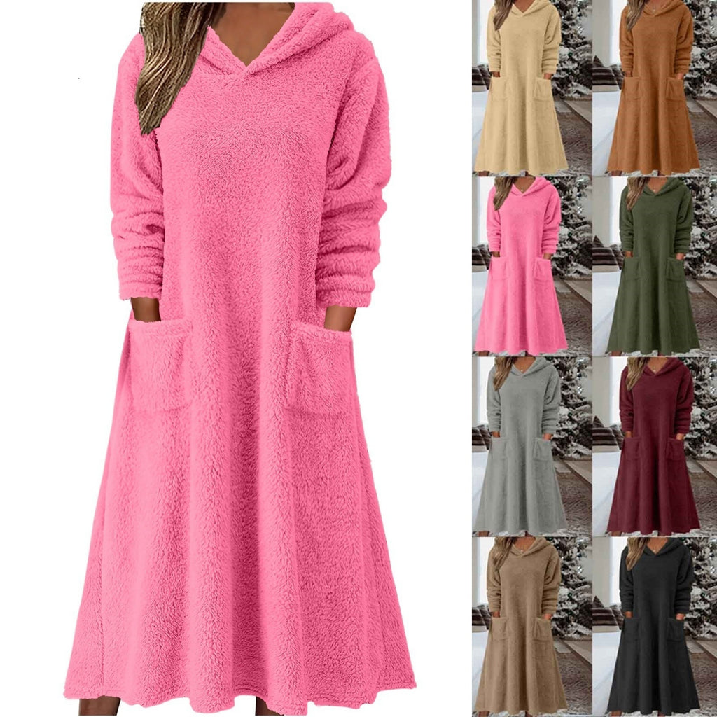 Robe à capuche à manches longues décontractée