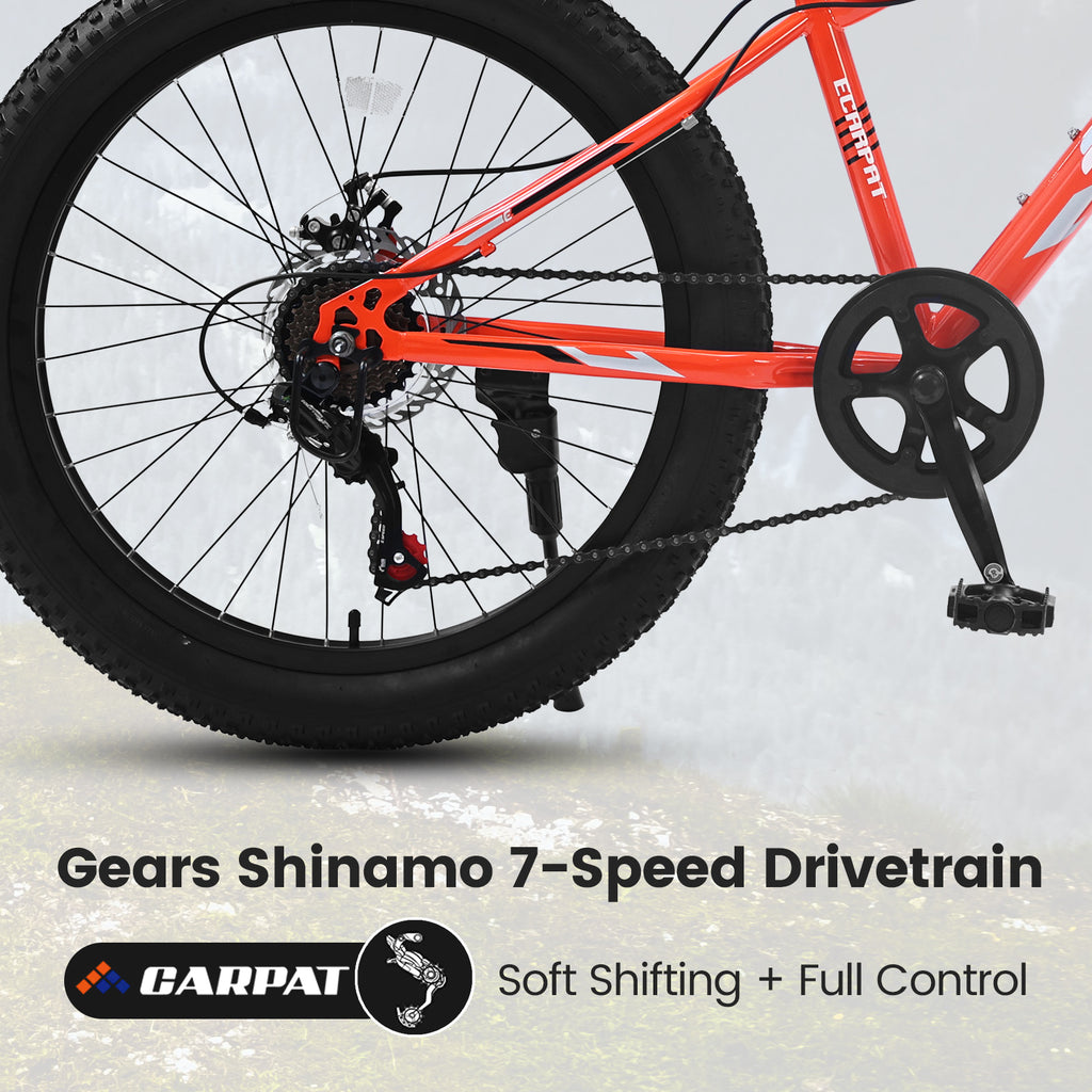 S24109 Élecony 24 pouces Fat Tire Bike Youth Full Shimano 7 vitesses VTT