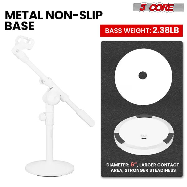 Support de microphone de bureau 5 Core Mic Base ronde Universal Desk Support de table