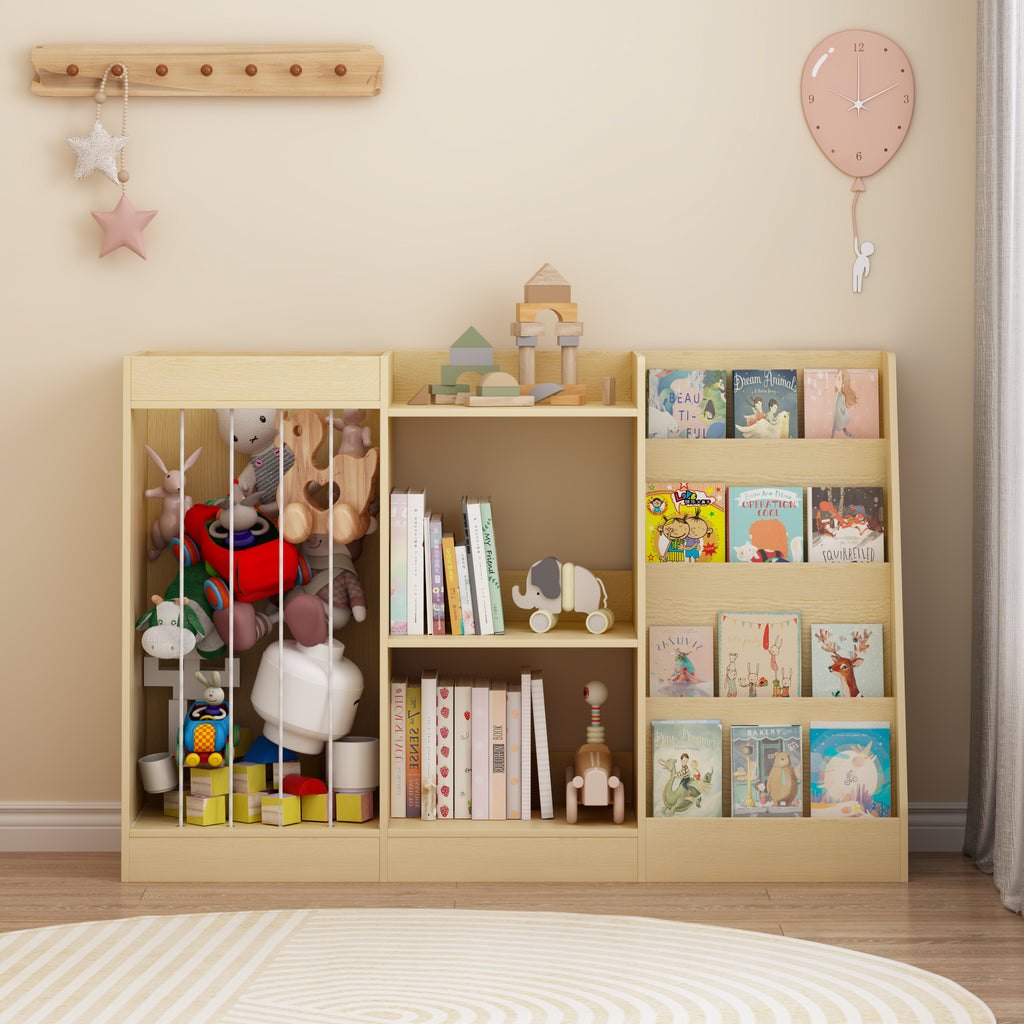 3-en-1 Bibliothèque pour enfants et rangement de jouets