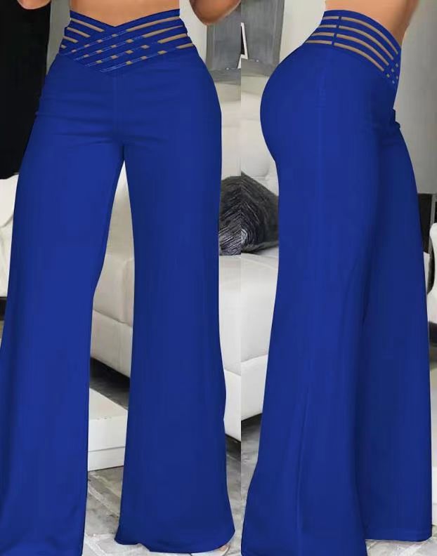 Pantalon de longue taille pour femmes Hollow Out Cross Pantalon Élégant Pantalon d'élégant feu de route Pantalon haute taille Ca