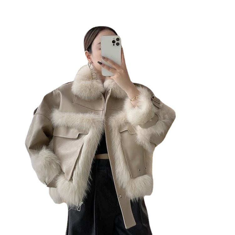 Manteau en cuir de fourrure de renard sensé