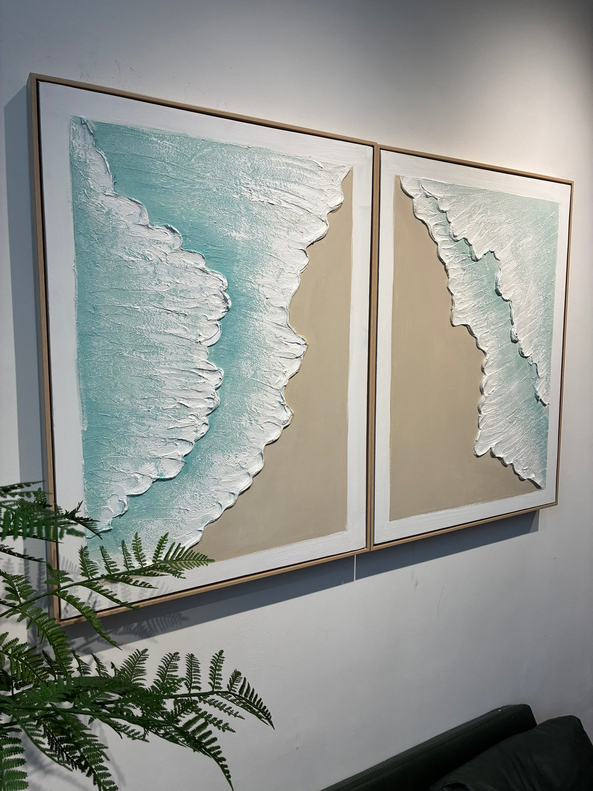 24x32 Ensemble de 2 Art mural de vague d'océan encadré
