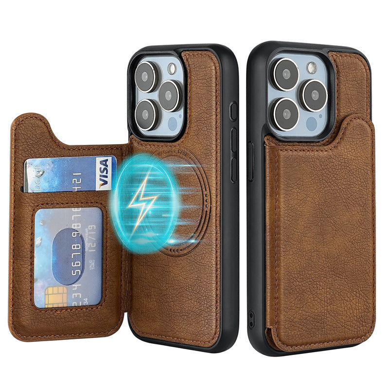 Cas de téléphone en cuir magnétique maison créative