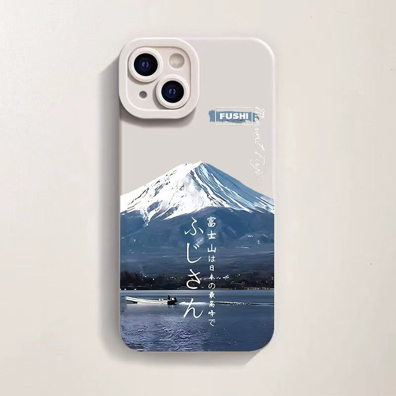 Boîtier de téléphone en silicone imprimé Fuji à monture créative et polyvalente