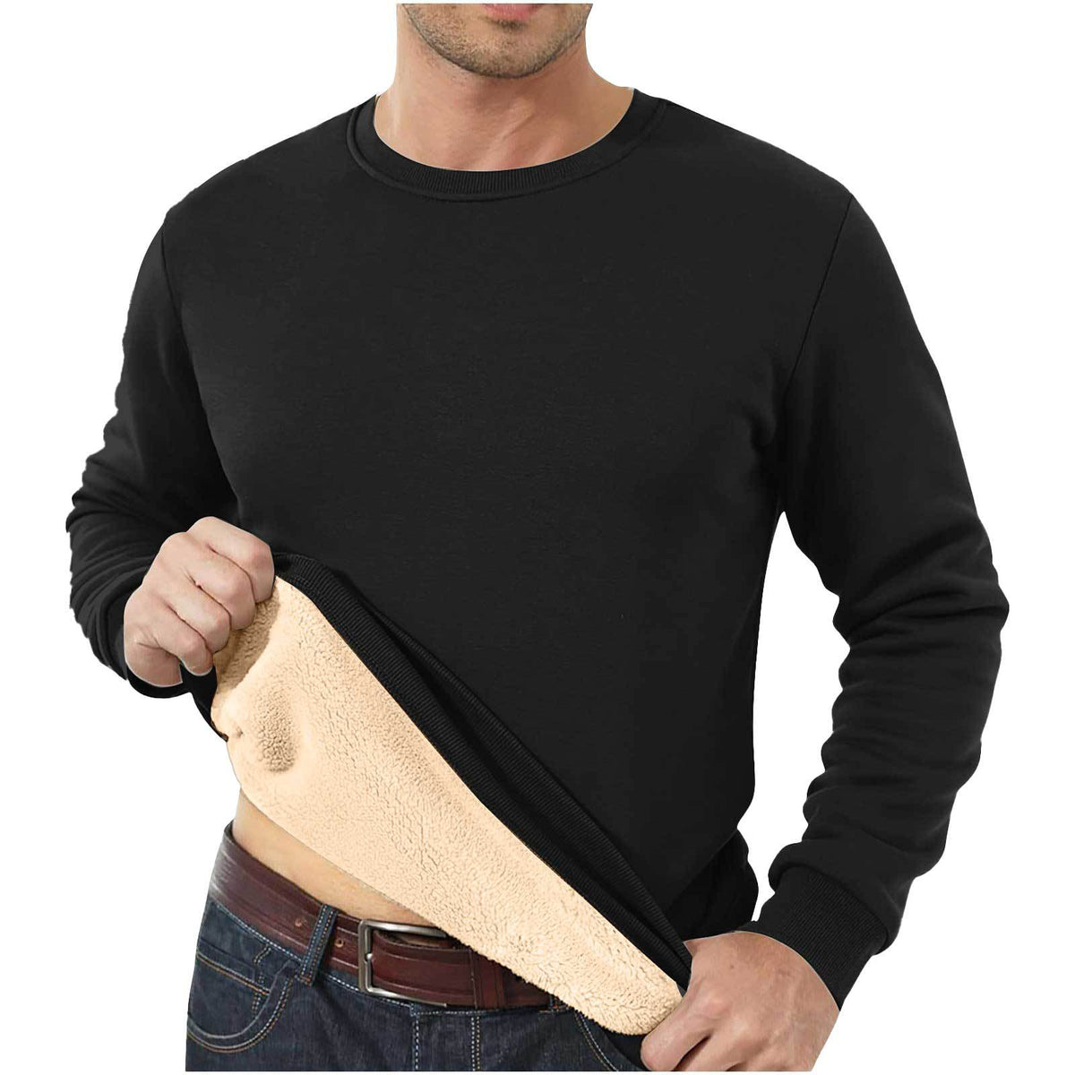 Amazon Autumn and Winter Sweatshirt Hommes Velvet Rond Col Solide Couleur Loose Thermal Unde