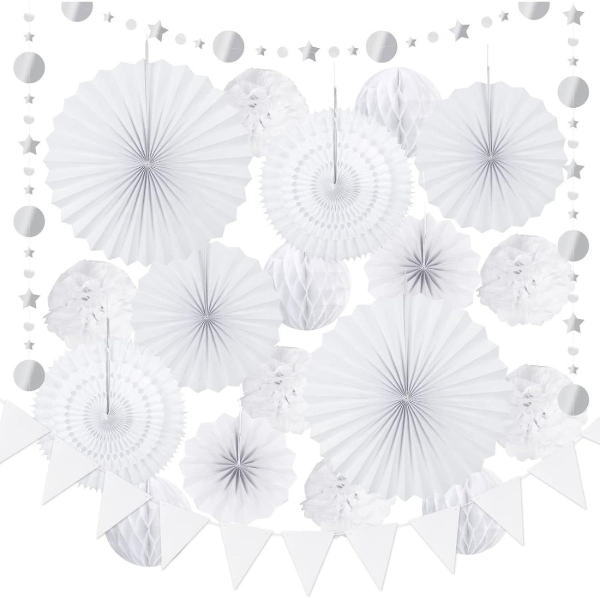 Ensemble de 20 pièces d'éventails de papier blanc