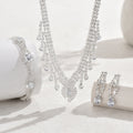 Zircon goutte d'eau Collier collier Boucles d'oreilles Bracelet Set mode brillant bijoux en cristal