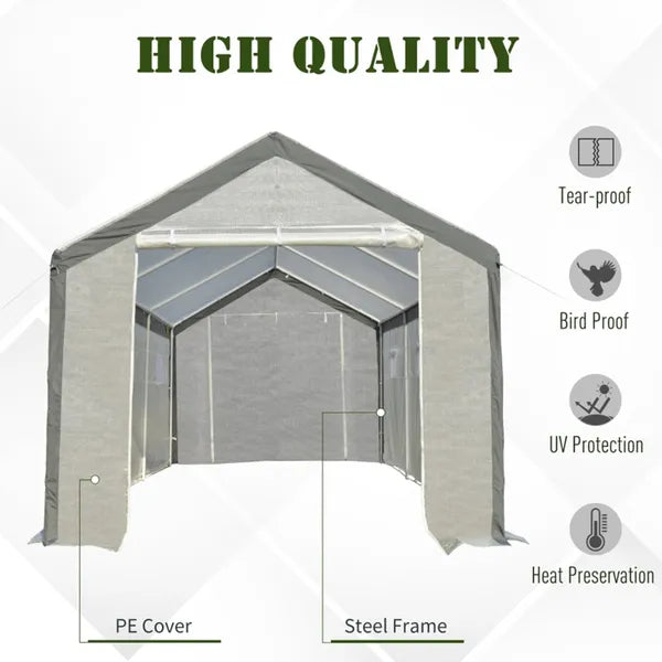 20' X10' X 9' Walk-in Greenhouse with roll-up door and 6 screened windows