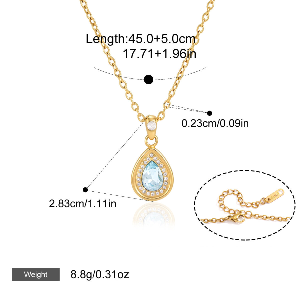 Collier en acier inoxydable en titane pour femmes