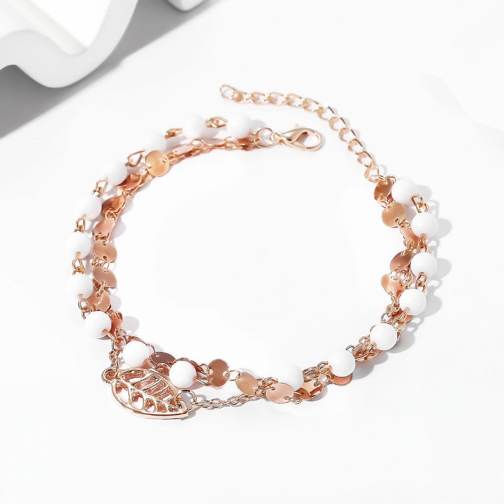 Anklet d'or carré multi-layer mode