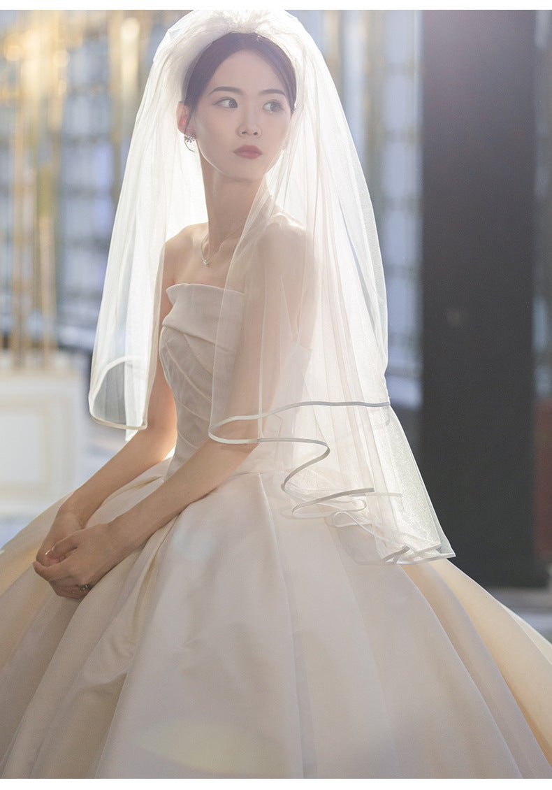 Tube satiné pour femme Top Simple Elegant style français Grande Tail Elegant Robe de mariée