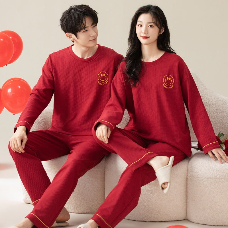 AutumnHinter Pajama Set pour les couples manches longues Red Casual Loungewear