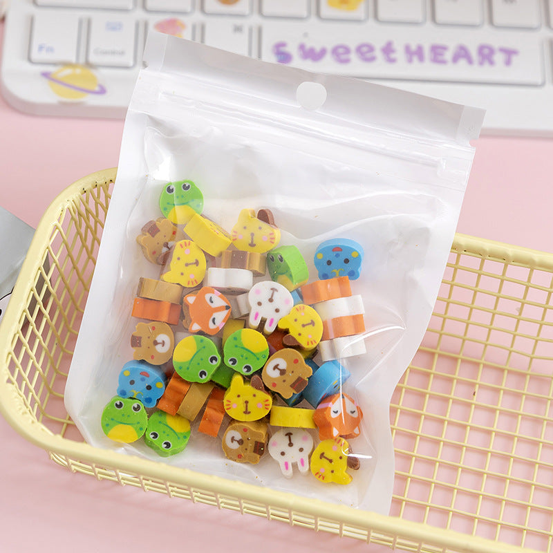 50 PCs Sacs de film perlescents Fruit Cartoon Mini Eraser
