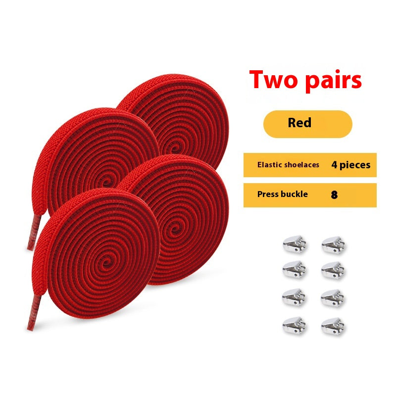 Shoelace pour les gens paresseux Rope élastique sans lacets Enfants Flat Buckle Chaussures blanches sans cravate