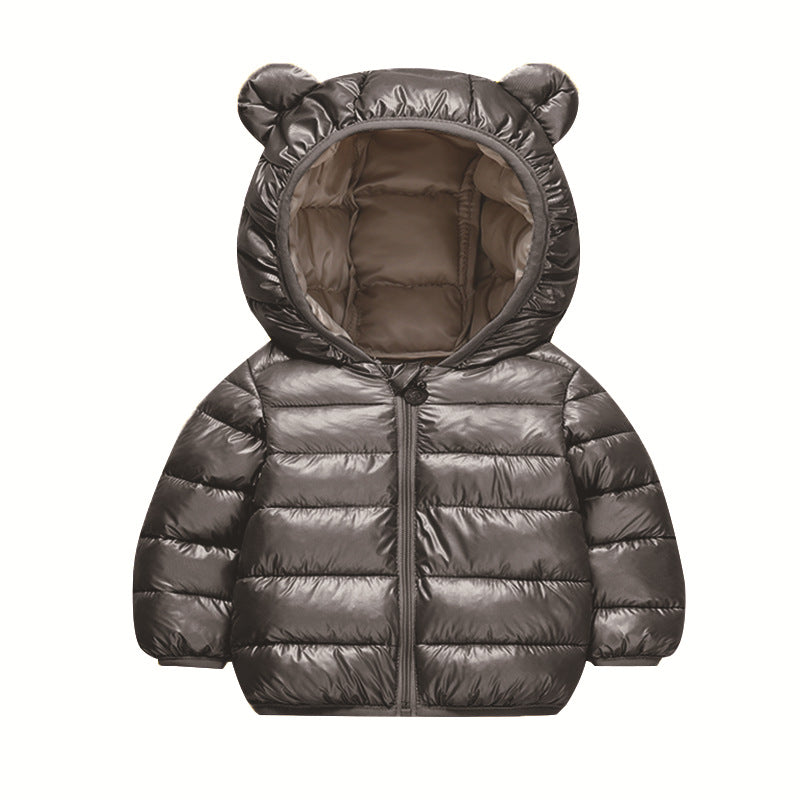 Printemps Automne et hiver Manteau de coton polyvalent de couleur solide pour les enfants