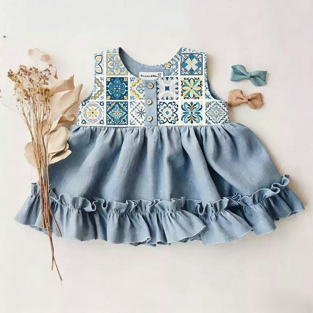 Filles bébé Outfit Veste sans manches avec short volant