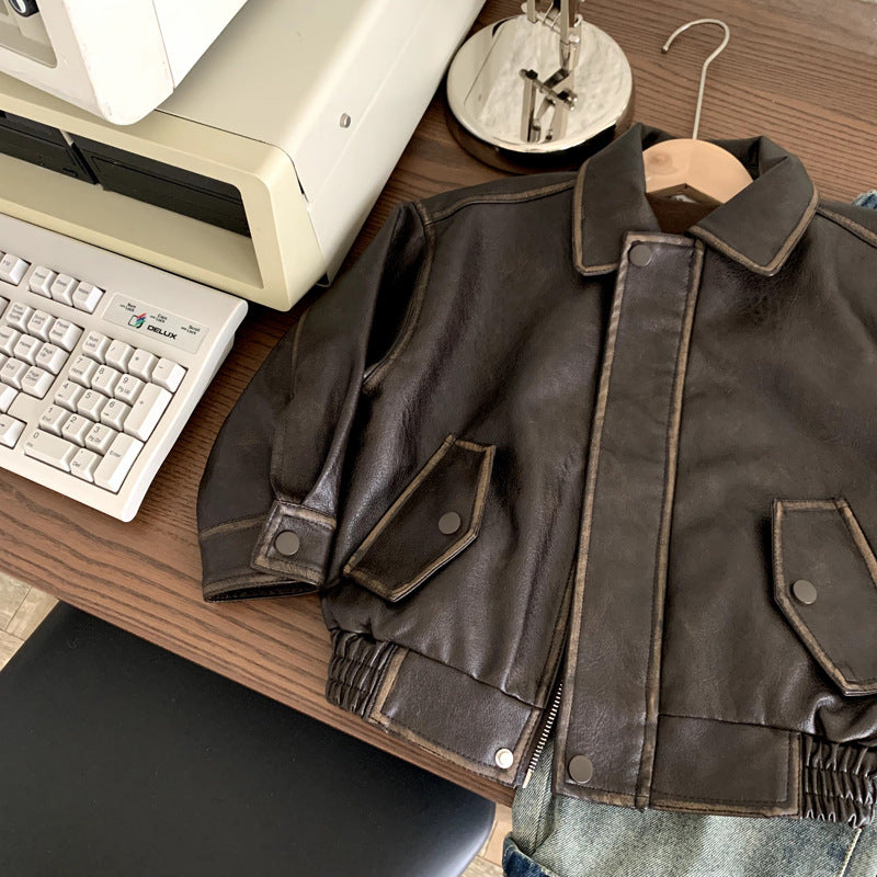 Manteaux en cuir de mode pour garçon