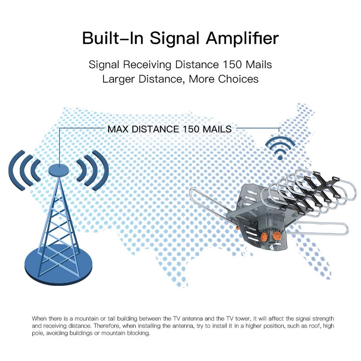 TA-102P 360 Degree UV double bande 28-36dB Antenne extérieure avec support noir