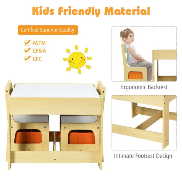 Table d'activités et chaises pour enfants 2-en-1