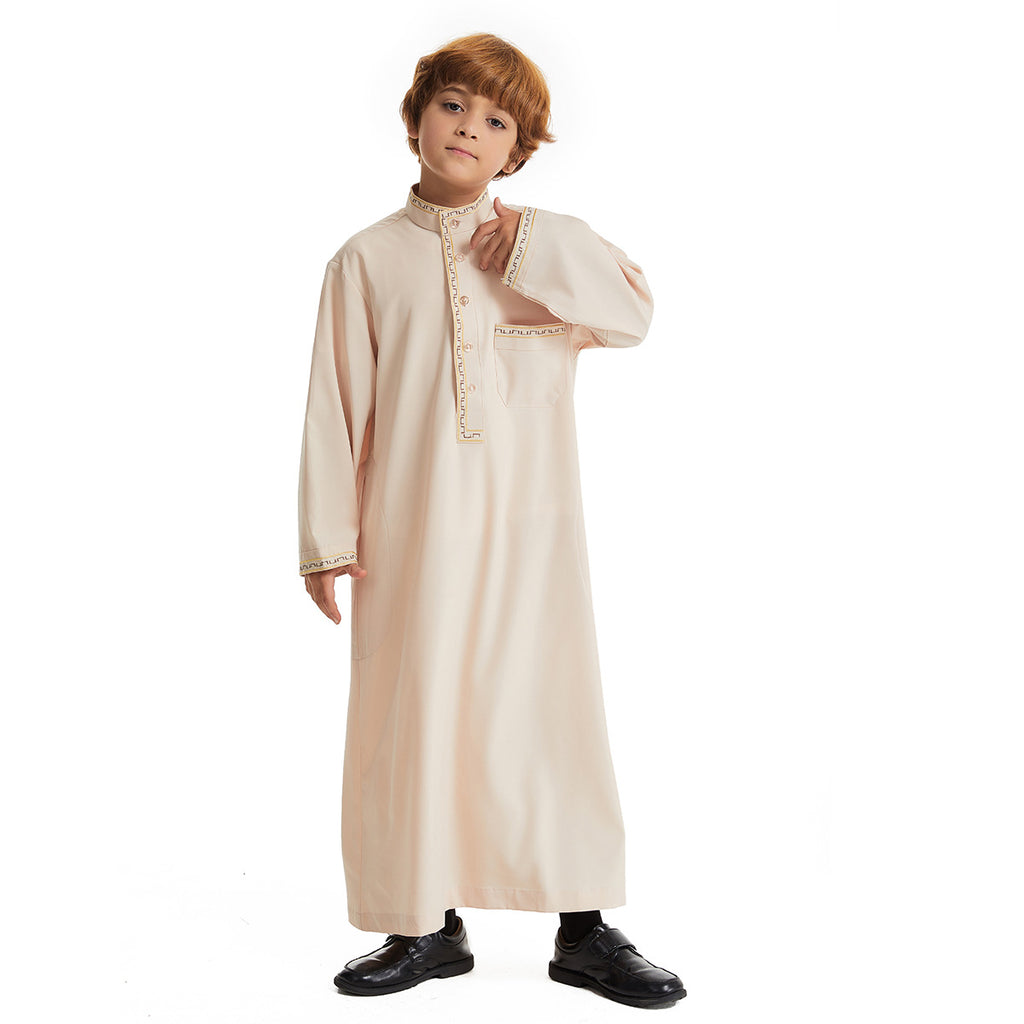 Moyen-Orient garçon Robe Stand Collar Button longue chemise