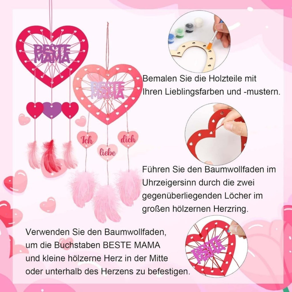 6 Sets of Heart Dreamcatcher Craft Kits pour les projets de bricolage